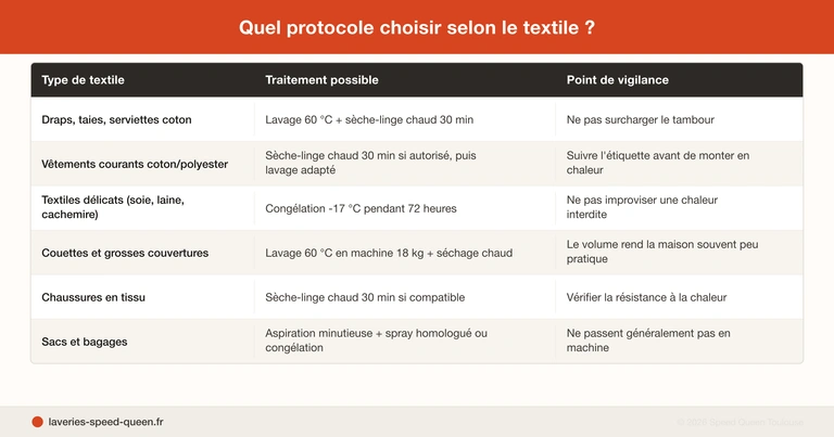 Protocole de traitement du linge contre les punaises de lit en laverie