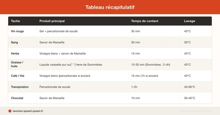 Solutions taches difficiles - guide detachage laverie automatique